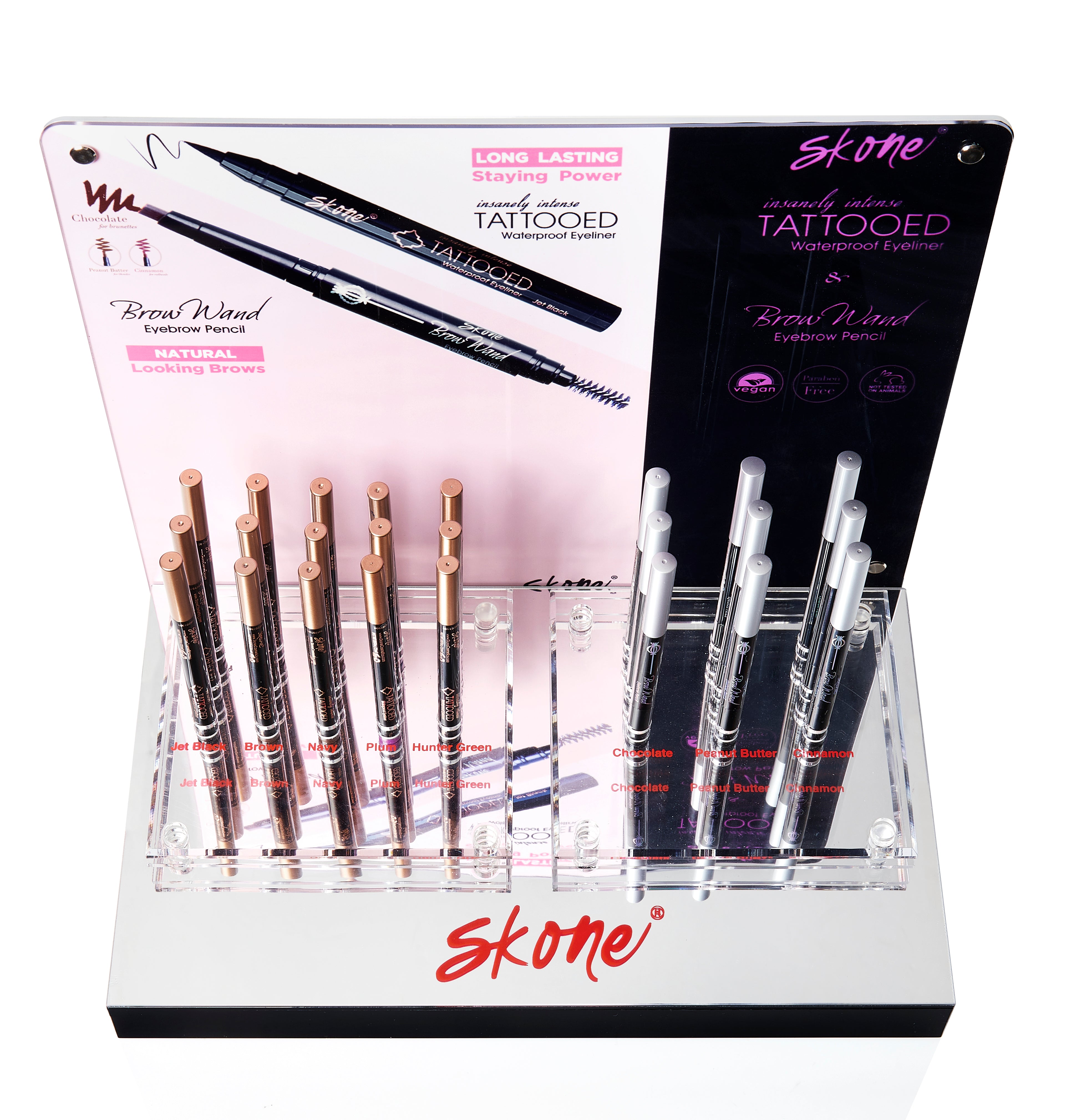 Skone Cosmetics Tattooed Eyeliner & Brow Wand Display