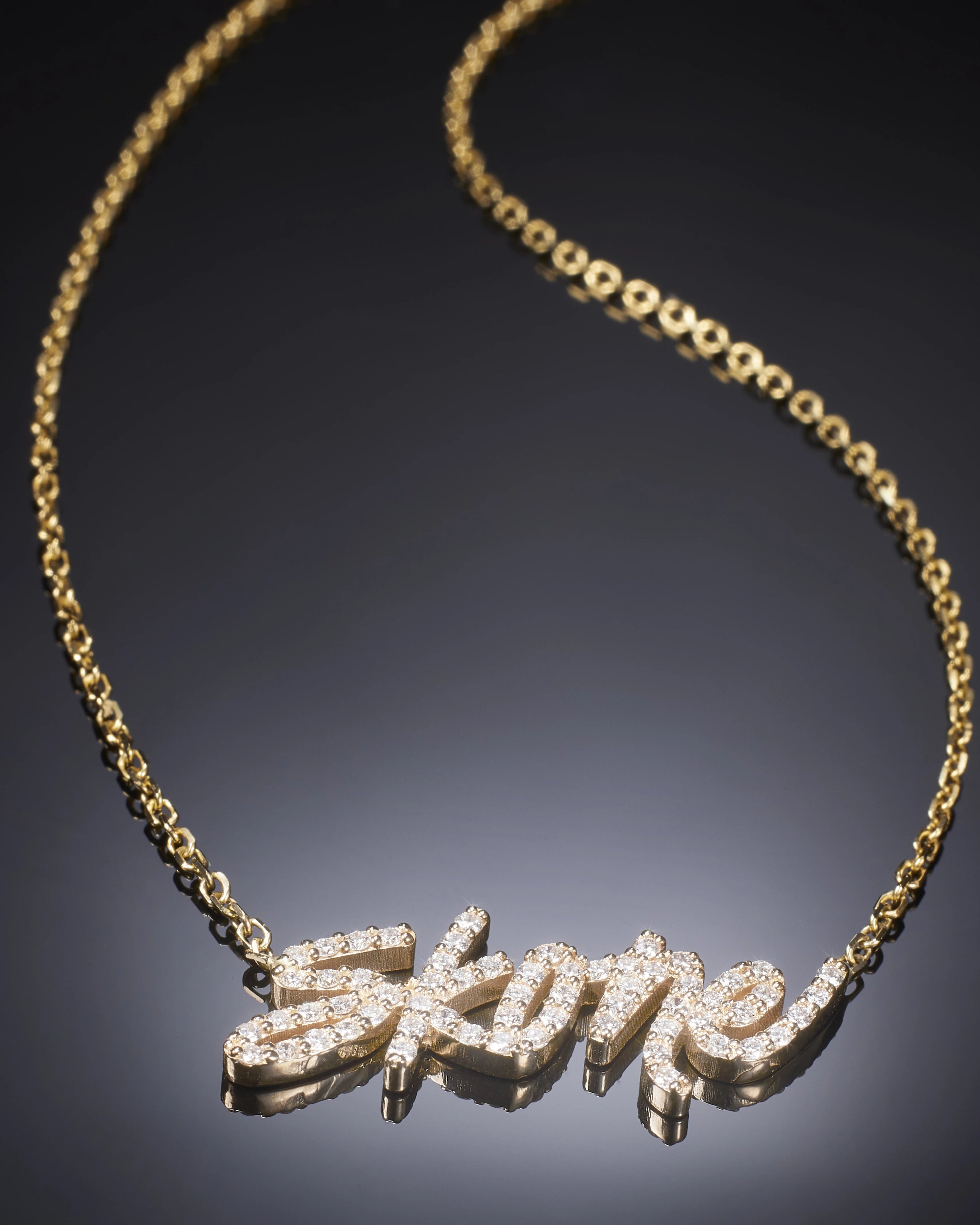 Skone Cosmetics Signature Gold & Diamond Nameplate Necklace