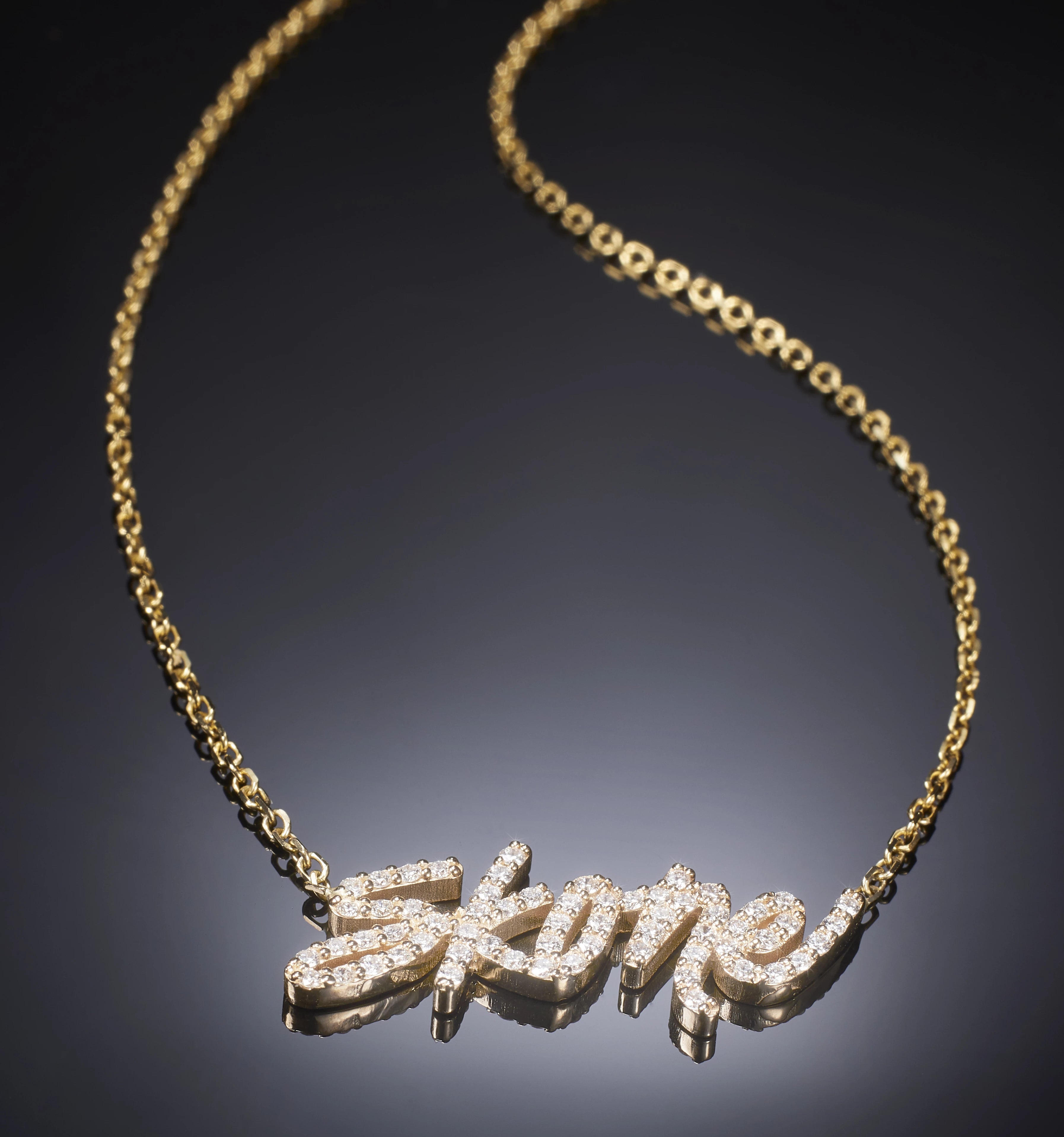 Skone Cosmetics Signature Gold & Diamond Nameplate Necklace