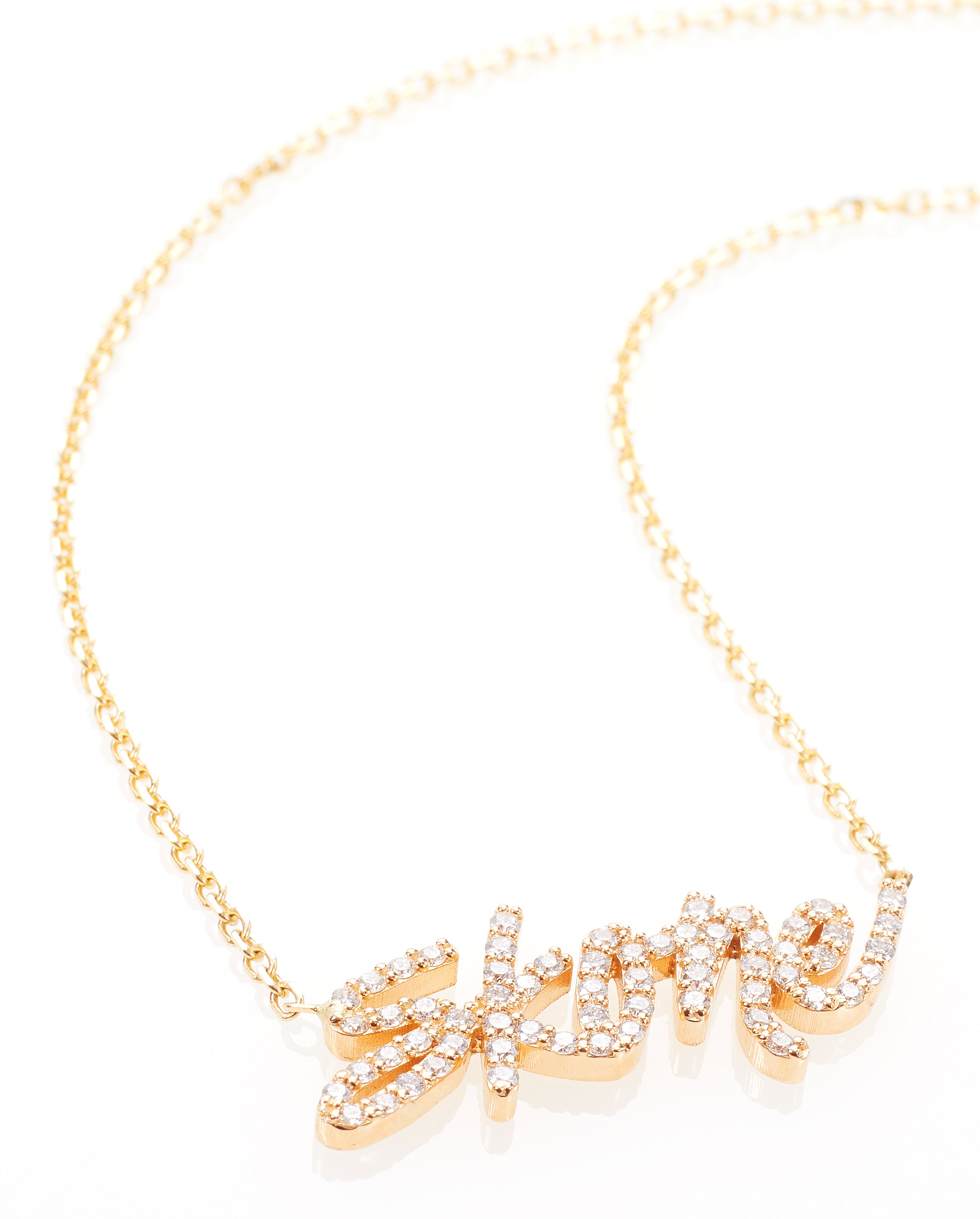 Skone Cosmetics Signature Gold & Diamond Nameplate Necklace