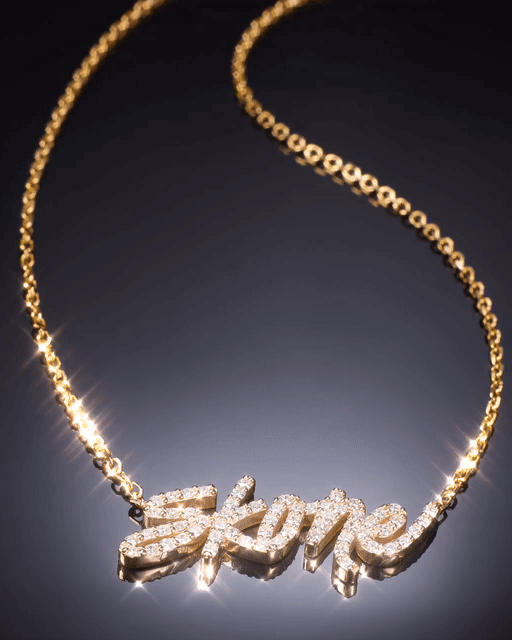 Skone Cosmetics Signature Gold & Diamond Nameplate Necklace